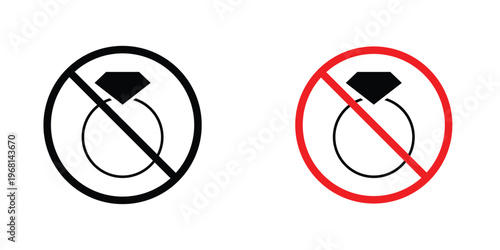 No jewelry sign in doodles flat and line stroke pack