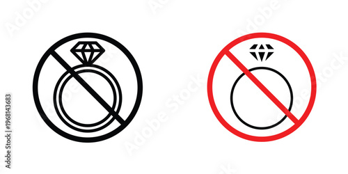 No jewelry sign pack. vector glyph flat icons
