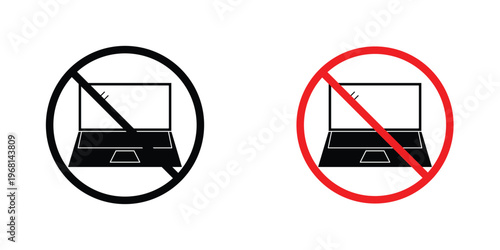 No laptop sign in doodles flat and line stroke pack