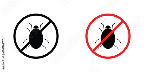No parasitic insects sign in doodles flat and line stroke pack