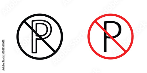 No parking sign pack. vector glyph flat icons
