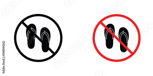 No sandals sign in doodles flat and line stroke pack