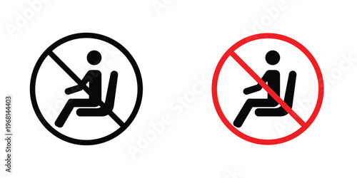 No sitting sign in doodles flat and line stroke pack