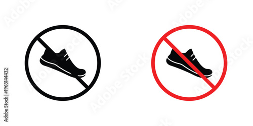 No shoes sign in doodles flat and line stroke pack