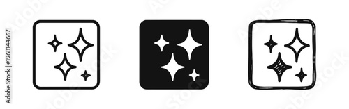 Sparkling Square Icon Set, Clean and Shiny Surface Symbol, Quality and Freshness Graphic Element