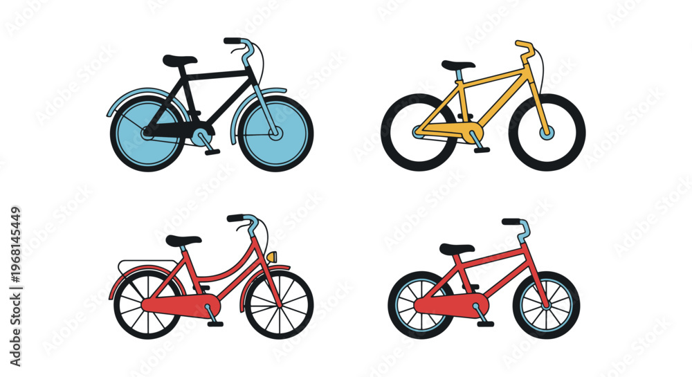 Fototapeta premium bicycle Line art vector set clean abstract color