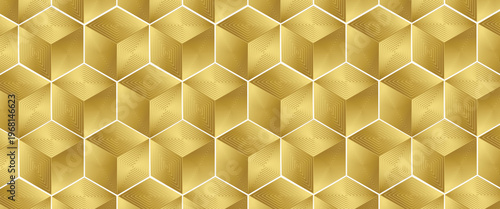 Honey bee comp Golden Seamless hexagon pattern with gold strip line
