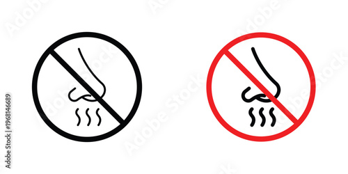 No smell sign in doodles flat and line stroke pack
