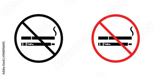 No smoking including electronic cigarettes sign in doodles flat and line stroke pack