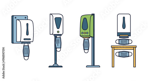 Face Mask Dispenser Line art clean graphic abstract vector