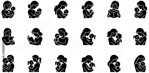 Tender moments of mothers embracing and caring for their children