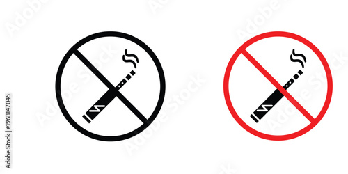 No vaping icon in doodles flat and line stroke pack