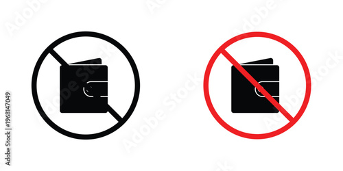 No wallet sign in doodles flat and line stroke pack