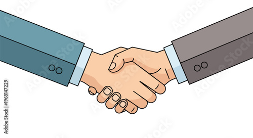 Professional business handshake vector illustration depicting a significant agreement, strong partnership, and successful collaboration between two