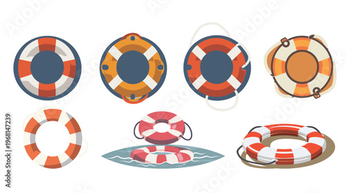 Life buoy vector illustration, safety flotation ring isolated on white background