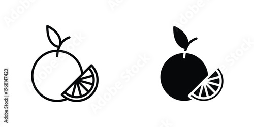 Orange fruit icon in doodles flat and line stroke pack