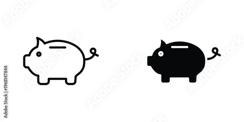 Piggy bank pack. vector glyph flat icons