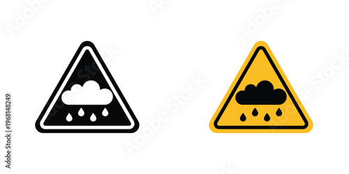 Rain warning sign in doodles flat and line stroke pack