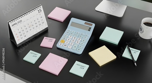 Financial Calculations for Annual Tax Day Preparation on April 15 2025 Using a Desktop Calculator