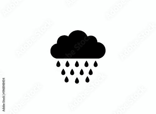Rainy Weather Icon: A simplistic black and white graphic icon of a rain cloud, symbolizing precipitation and the essence of rainy weather. 