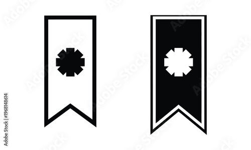 Black and white bookmark silhouettes a minimalist design with abstract cutouts and geometric shapes