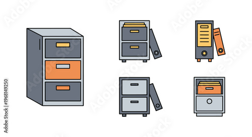 File Cabinet Line art vector abstract decorative illustration