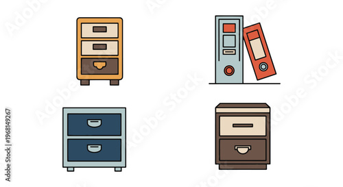 File Cabinet Line art vector modern colorful abstract