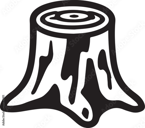 A stark illustration of a tree stump, its rings telling tales of time and growth, a symbol of resilience and nature's cycle.