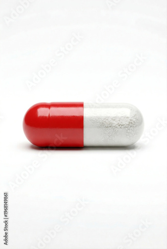 Hyper-Realistic 3D Render of Medical capsule pill solated on White Background, Pharmaceutical Concept