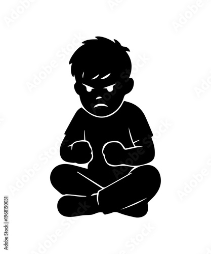 Frustrated boy icon experiencing an emotional tantrum