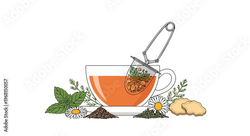 Crafting a comforting herbal infusion with fresh botanicals and warm spice biscuits