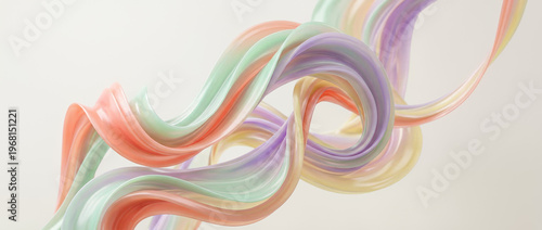 Pastel Abstract Wave, Fluid Soft Ribbons, Colorful Dynamic Motion Design Background