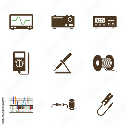Electronics components and devices icons.