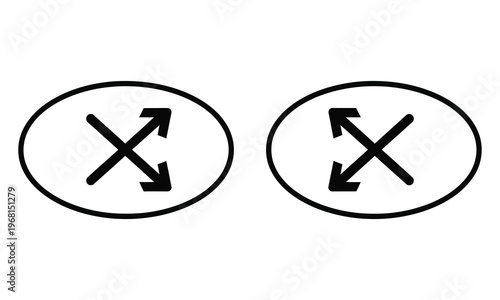 Two circular icons with cross arrows a minimalist silhouette design for modern branding