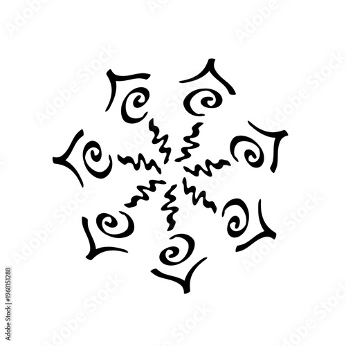 Ornamental pattern in a figurative style. The art symbolizes personal and cosmological integrity.