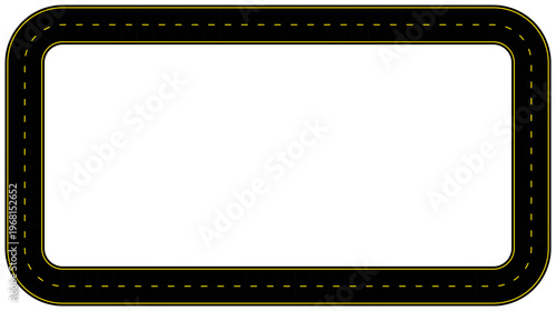 Flat parts street straight and winding roads wavy. Seamless asphalt roads template. Flat frame with black Highway or roadway on white background.