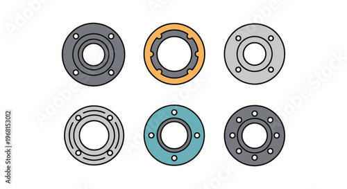 Flange Line art vector set creative clean shapes illustration