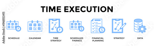 Time Execution Banner Web Icon Set Collection Pack Vector Illustration Concept For Align Schedules And Strategic Timing To Improve Execution And Planning Accuracy