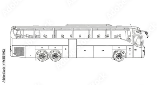 Detailed blueprint of a modern long-distance passenger bus.