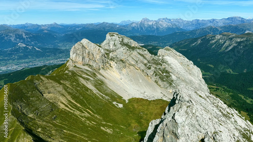  Aerial View of Dramatic Alpine Ridge and Rocky Mountain Peaks