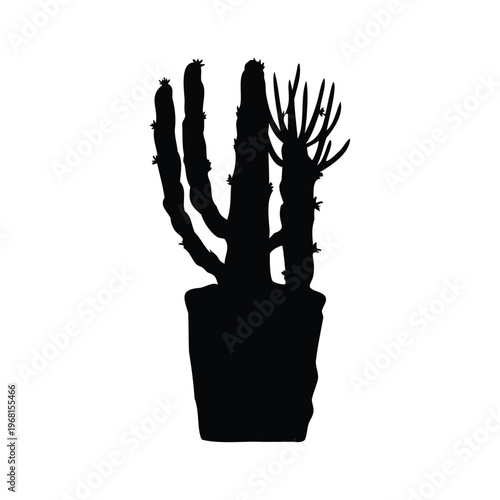 Cactus silhouette vector illustration black and white