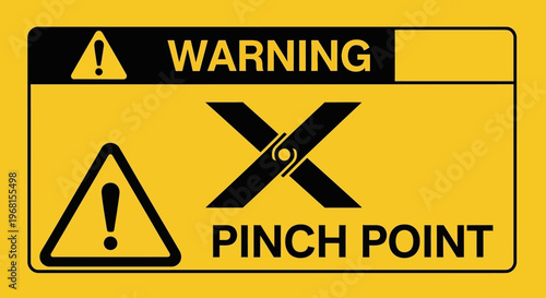 Warning Pinch Point Sign, Safety Danger Hazard Symbol, Isolated White Background