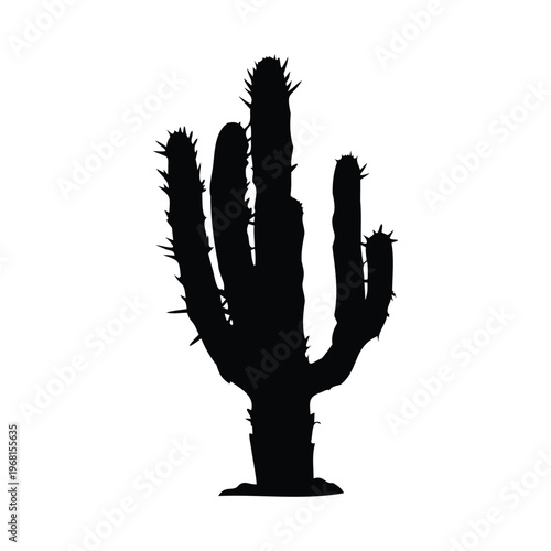 Cactus silhouette vector illustration black and white