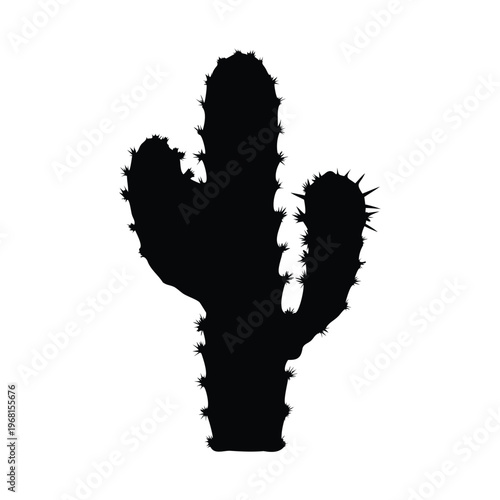 Cactus silhouette vector illustration black and white