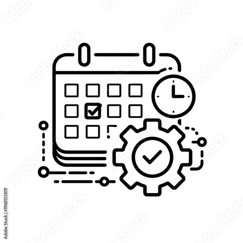 Effective Task Scheduling and Time Management System with Gear Icon, symbolizing efficient process planning and deadline tracking for productivity enhancement