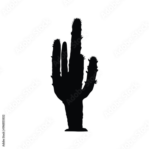 Cactus silhouette vector illustration black and white