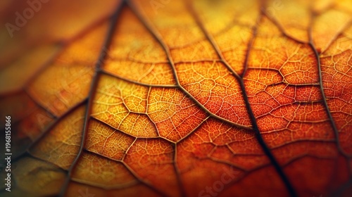 Dry fallen leaf with visible veins in macro detail. Close up view of autumn foliage texture and organic pattern. Seasonal natural background for fall mood and environmental botany design.