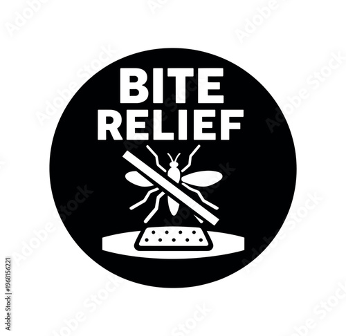Bite relief badge icon. bite relief, insect bite, mosquito bite, anti-itch, soothing patch, sting relief, topical care. flat vector illustration isolated on white background.