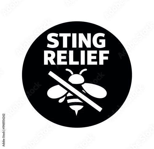 Sting relief icon. bee, wasp, insect, sting, bite, anti-itch, allergy, pain relief, soothing, first aid, emergency care. flat vector illustration isolated on white background.