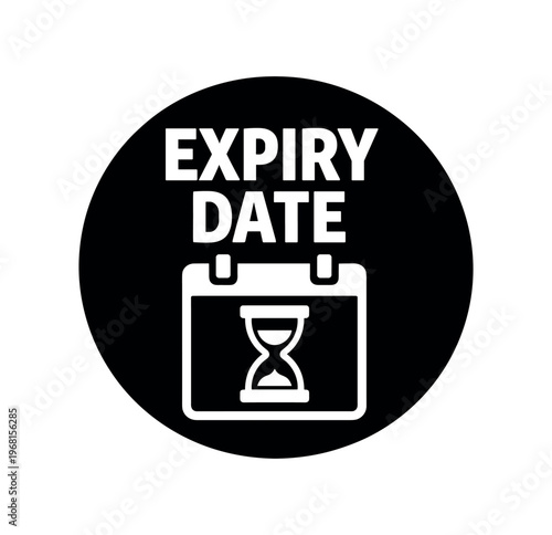 Expiry date icon. expiration, expiry, best before, shelf life, date tracking, time limit. calendar with hourglass, product labeling, storage, pharmaceuticals. flat vector illustration isolated